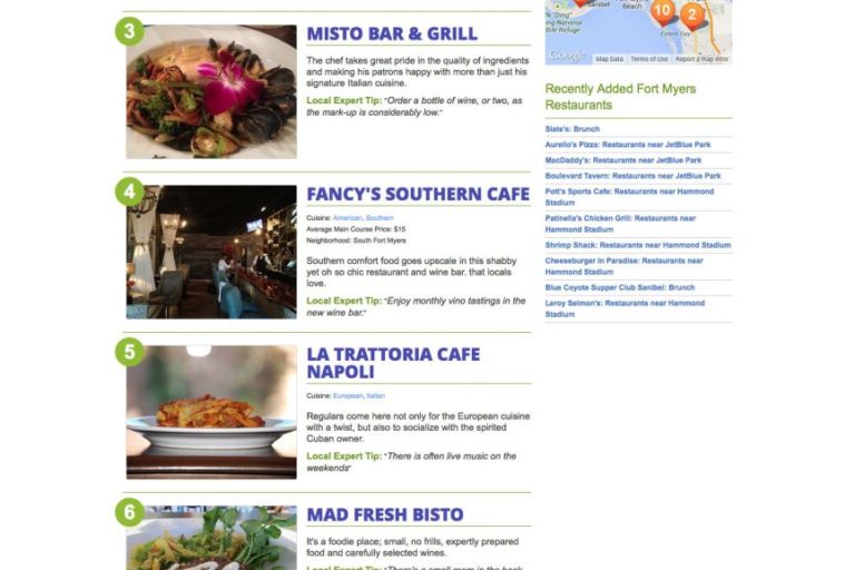 screenshot of fort myers 10 best restaurants
