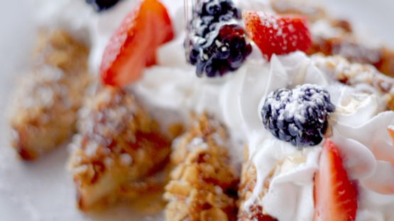 dessert image with berries and cream