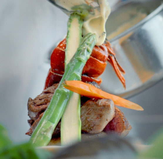 gourmet dish being prepared