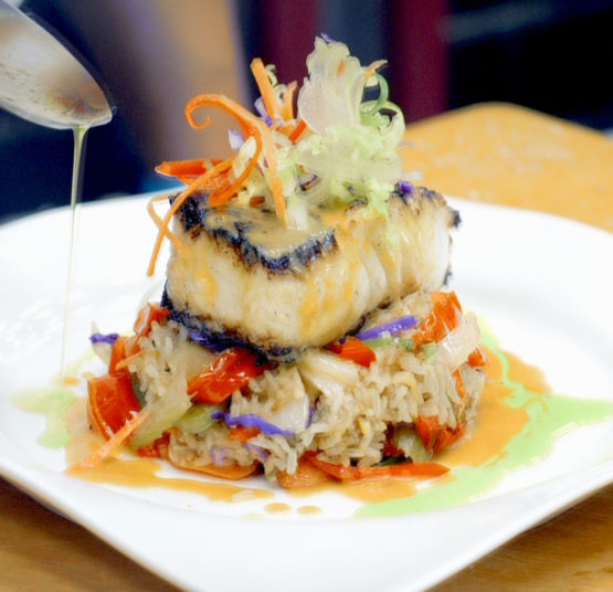 fish and rice entree