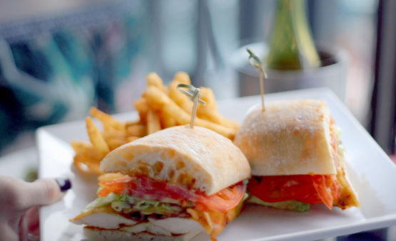 lunch entree of sandwich and fries